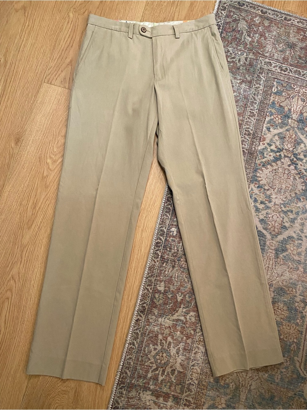 Tommy Bahama Silk Cotton Dress Pants Men’s 32x34 Khaki Tan Flat Front Trousers
